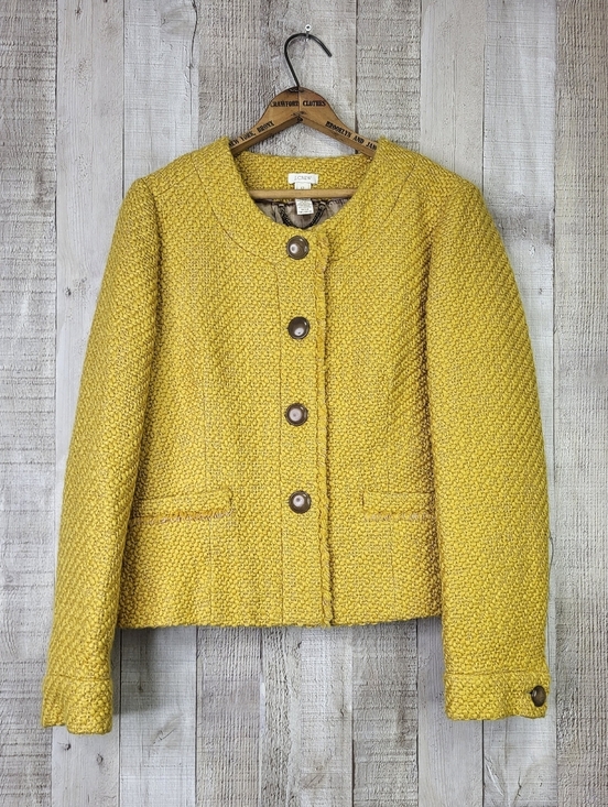 J. Crew Jackets & Blazers - J. Crew Women's Yellow Textured Tweed Blazer. Wool Blend. Size 12